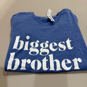 Blue Short Sleeve Tee with Bold 'Biggest Brother' Text